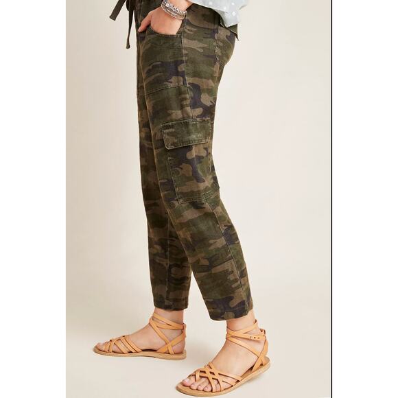 SANCTUARY X Anthropologie Discoverer Linen Camo Cargo Pants Size Medium - Picture 3 of 11